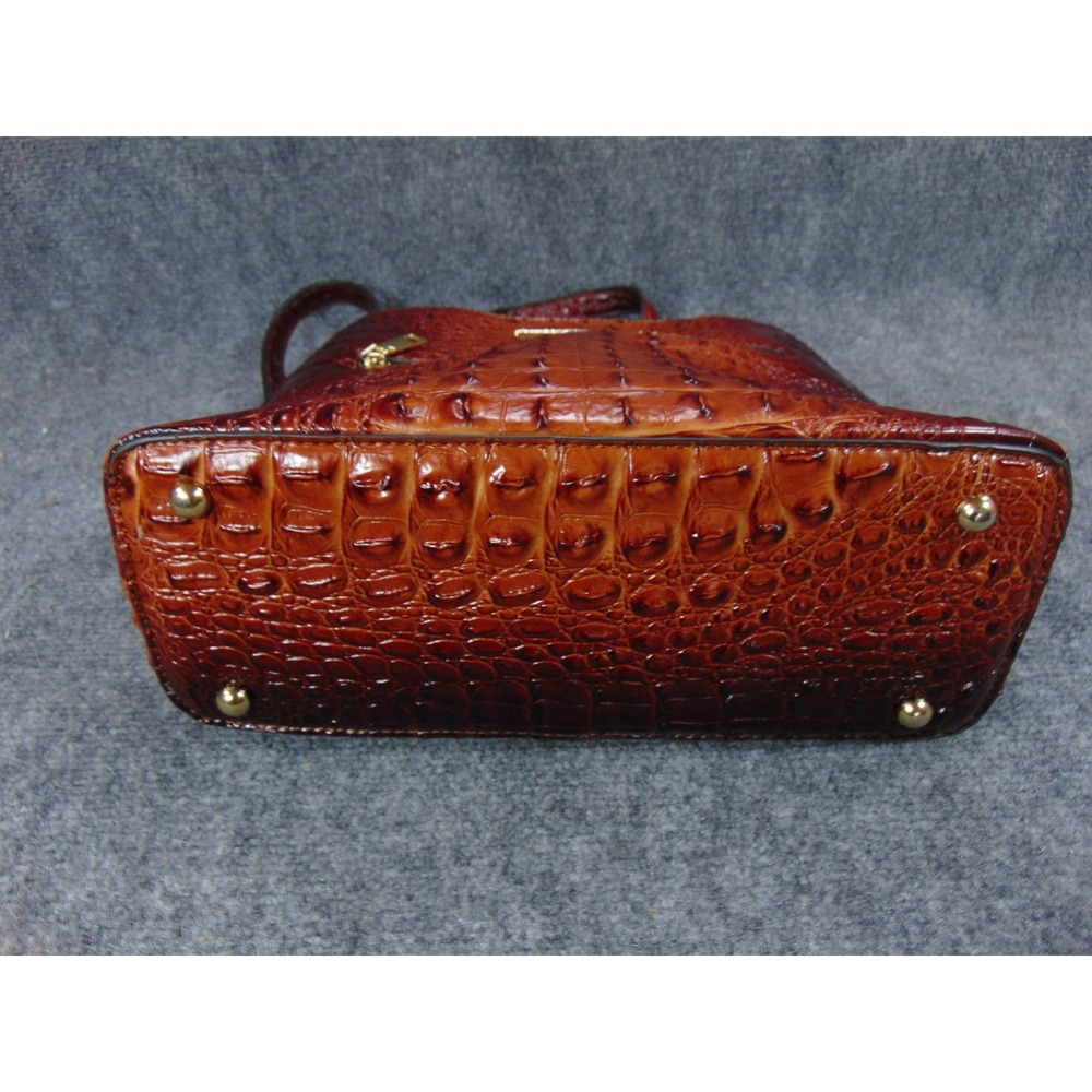 Brahmin Felicity Leather Backpack Brown Pecan Croc Embossed Melbourne Purse - Picture 6 of 14